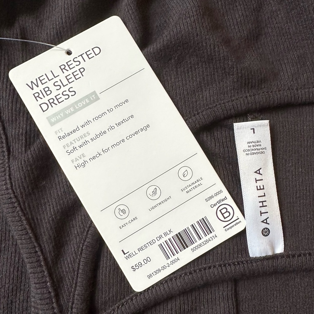 ATHLETA Well Rested Rib Sleep Dress in Black - Picture 9 of 9